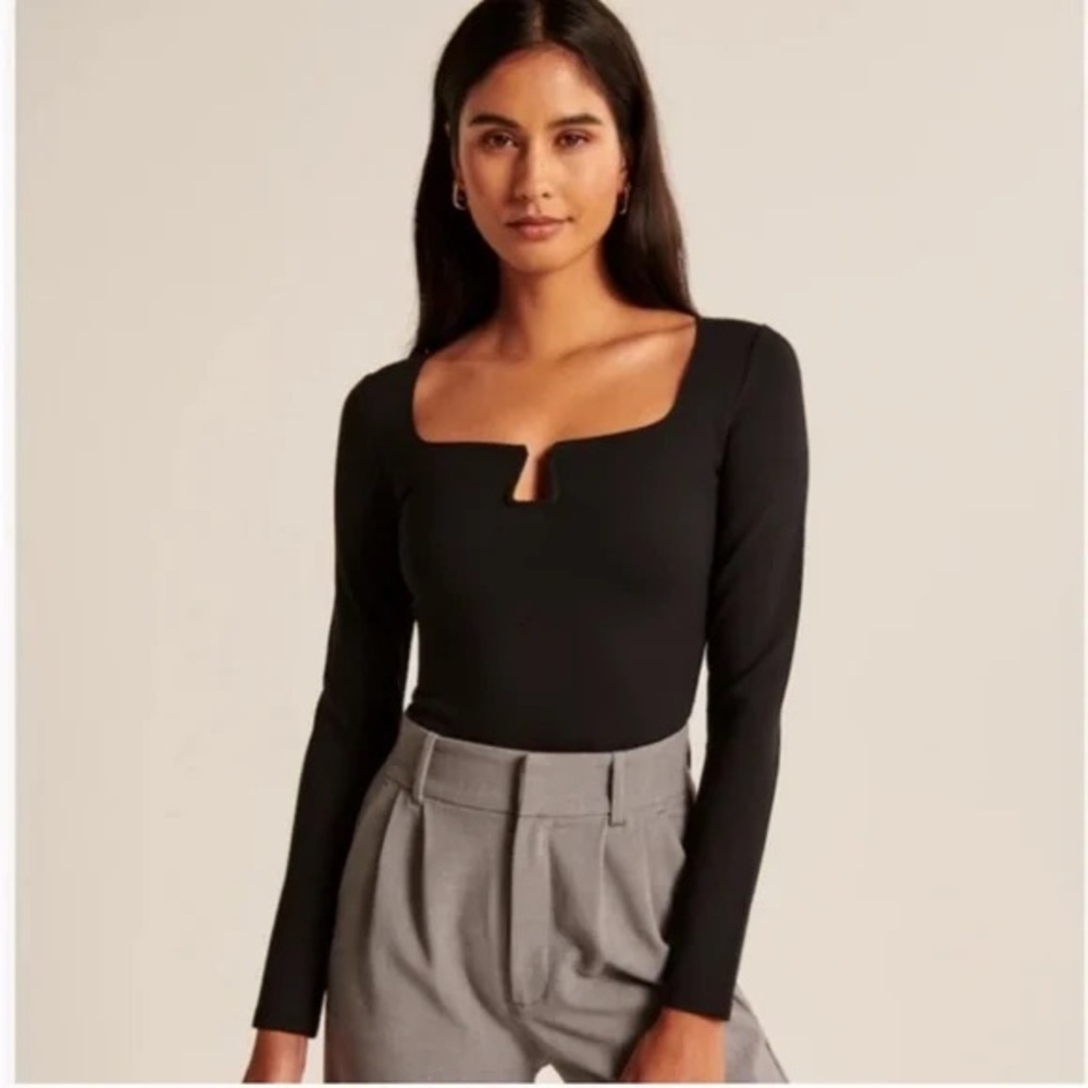 Brown Abercrombie & Fitch Notch Bodysuit